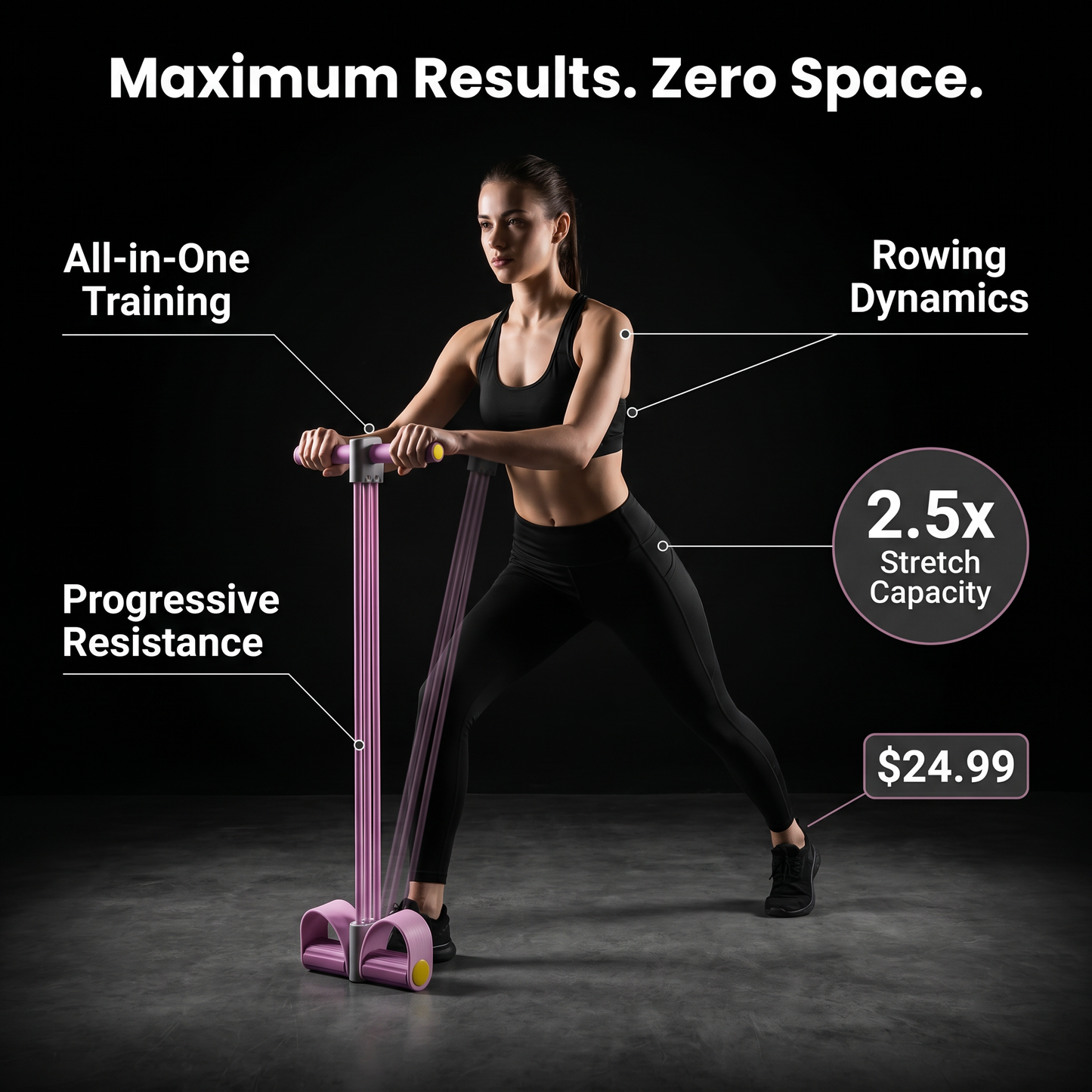 Zorfit™ 4-Tube Elastic Pedal Puller (Pink Gray)